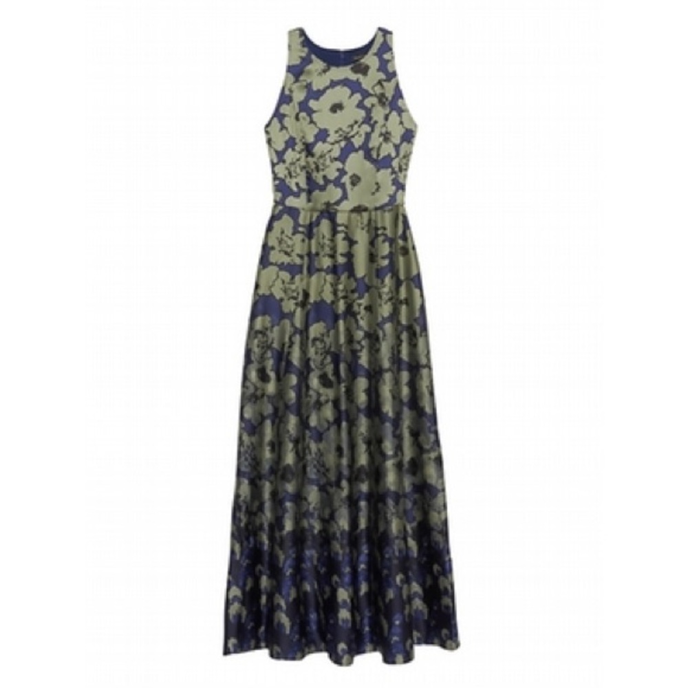 BR Green Floral Contrast Stitch Maxi Dress